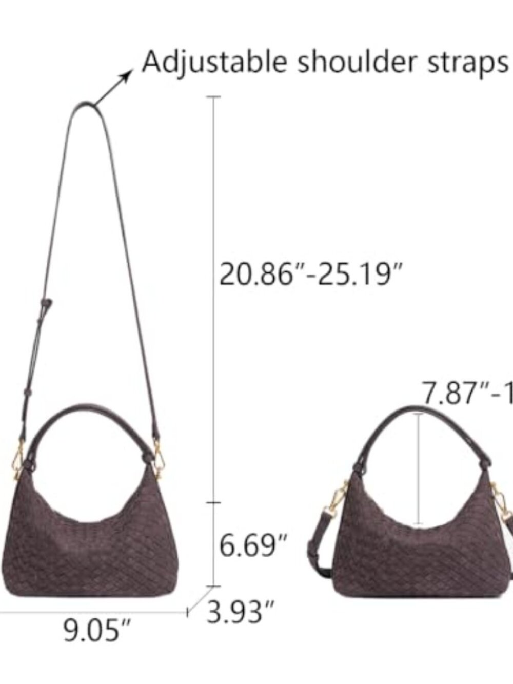 Faux Suede Woven Crescent Hobo Shoulder Bag Handbag Purse - Picture 4 of 6